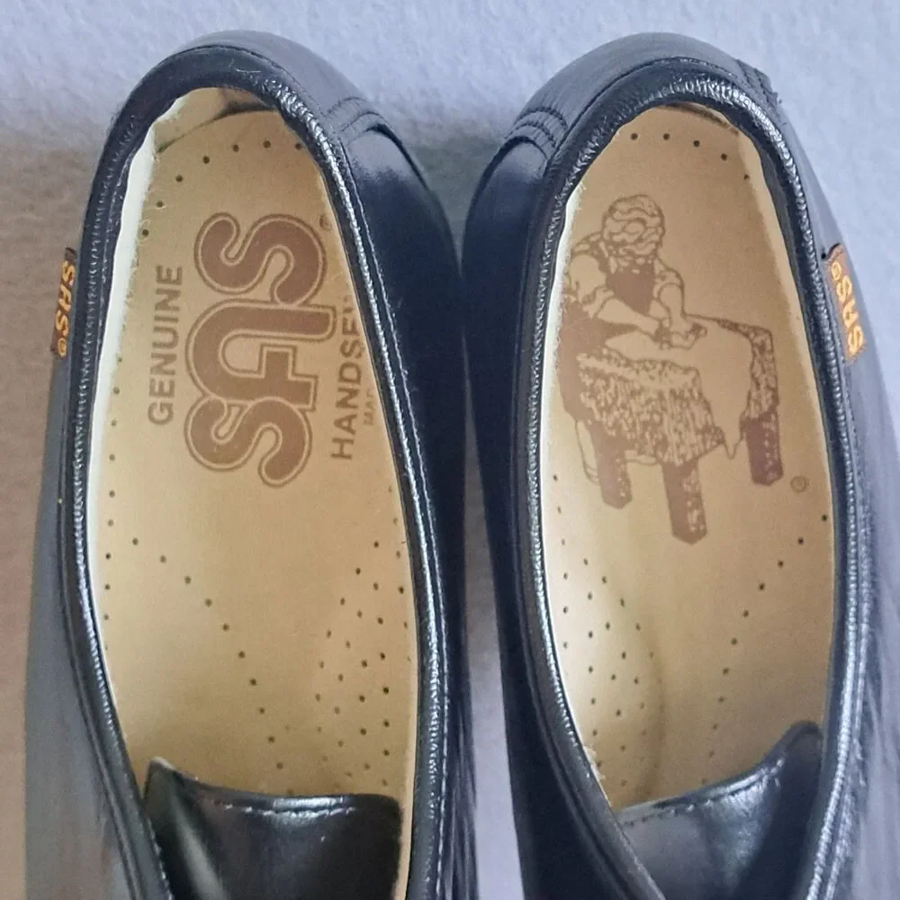 SAS Siesta Womend 9 N Narrow Black Leather Lace-Up Comfort Oxford Shoes Handmade